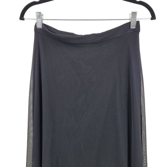 Vintage 90's Designer‎ Tadashi Shoji Black Mesh Long Maxi Skirt 10 Cocktail Goth - Picture 4 of 11